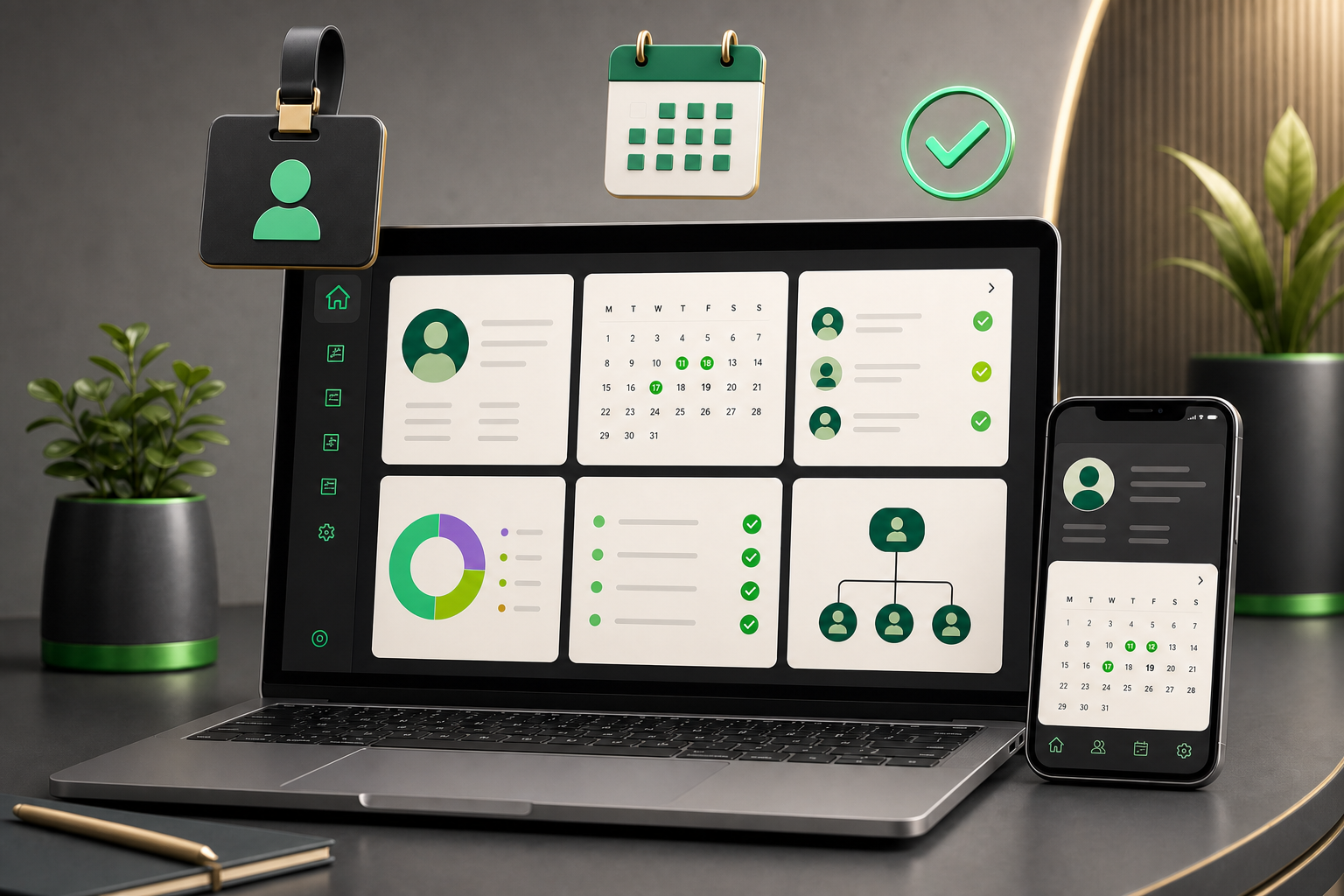 HR dashboard with attendance, payroll and employee management