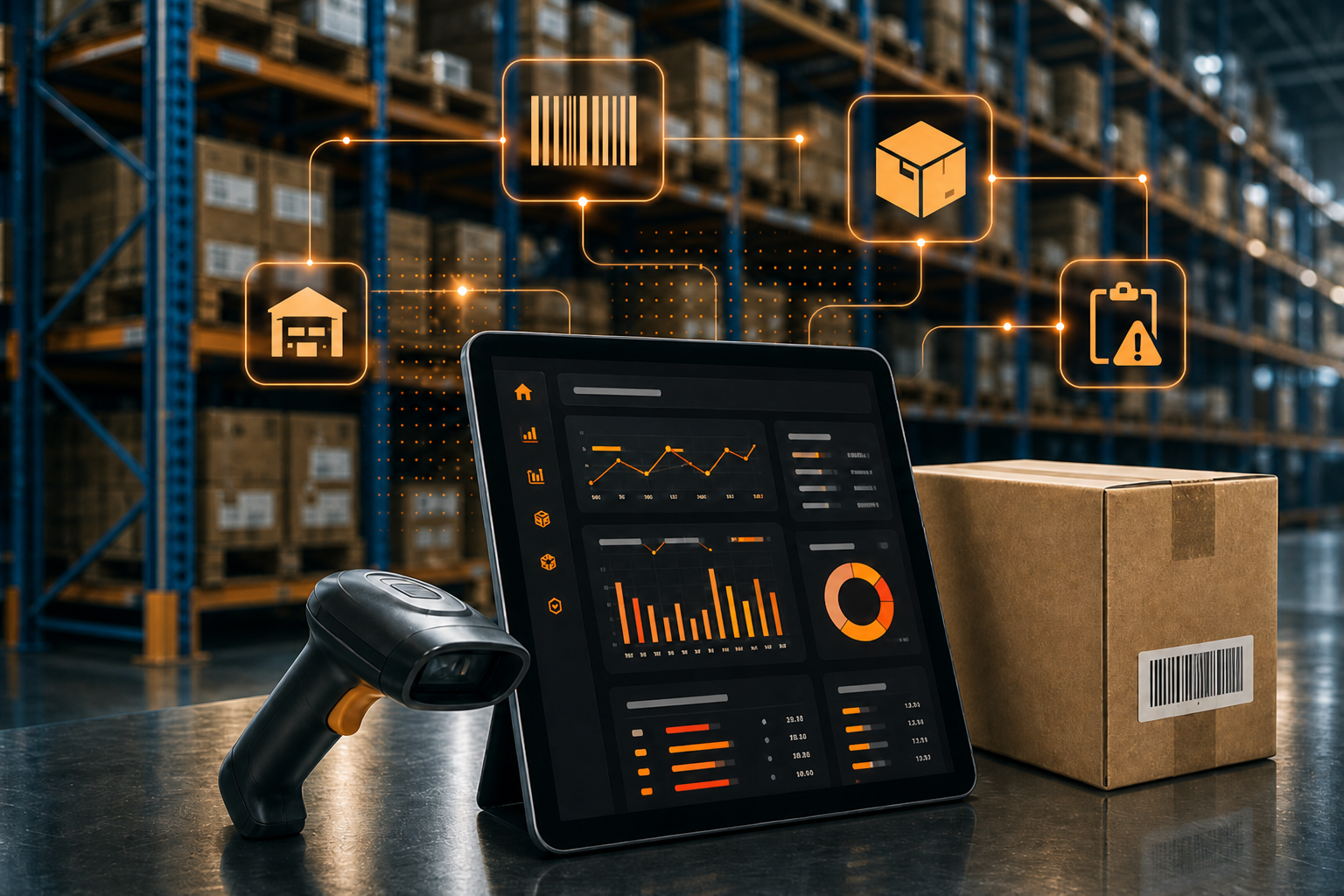 Warehouse inventory management with live stock tracking